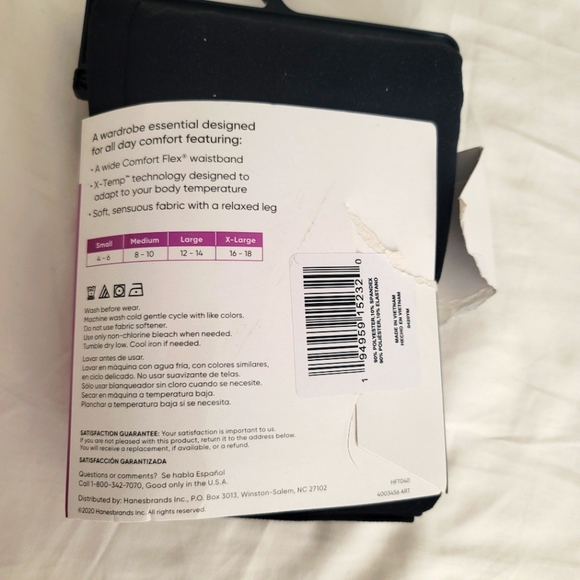 New Hanes Black Flare Leggings Size Large Comfort Waistband X-Temp Cool NWT - Picture 3 of 4